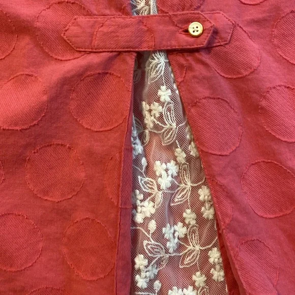 Isabella Sinclair Textured‎ Dot Mixed Fabric Top Size XS Pink Cottagecore - Picture 12 of 13